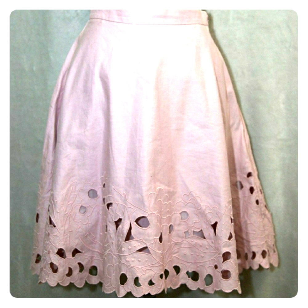 Baby pink linen skirt (pockets) 4/6 (petite)